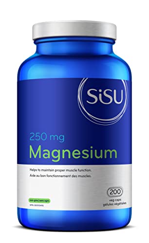 SISU Magnesium 250mg per capsule | Supports Heart Function and Muscle Strength | Aids in the precention of headaches and migraines| with Malic Acid | Non GMO, Vegan, Gluten Free, Dairy Free, Soy Free