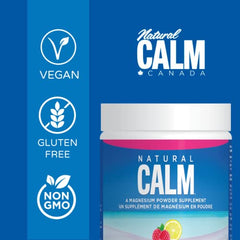 Natural Calm Magnesium Citrate Powder (Raspberry Lemon Flavour), 226g - Quick Absorbing - Loved Magnesium Drink