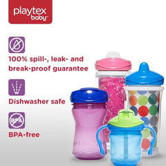 Playtex Baby Sipsters Spill-Proof Kids Straw Cups, Stage 3 (12+ Months), Pack of 2 Cups (Styles May Vary)