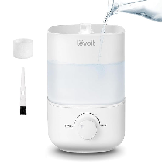 LEVOIT Humidifier for Bedroom, 2.5L Top Fill Cool Mist Air Humidifiers for Baby Nursery, Plants, Small Ultrasonic Humidifier, Auto Shut-off, BPA Free, Quiet, Knob Control, 360° Nozzle