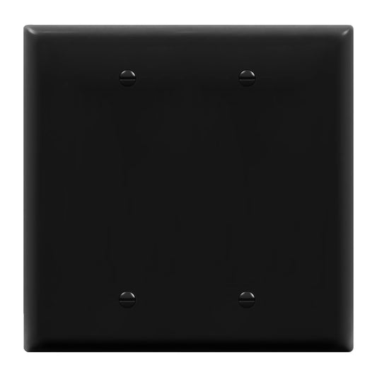 ENERLITES Double Blank Device Wall Plate, Gloss Finish, Mid-Size 2-Gang 4.88" x 4.92", Unbreakable Polycarbonate Thermoplastic, UL Listed, 8802M-BK, Black