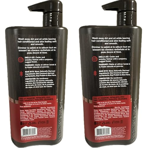 Every Man Jack 3-in-1 All Over Wash - Cedarwood |Twin Pack - 2 Bottles Included | Naturally Derived, Parabens-free, Pthalate-free, Dye-free, and Certified Cruelty Free