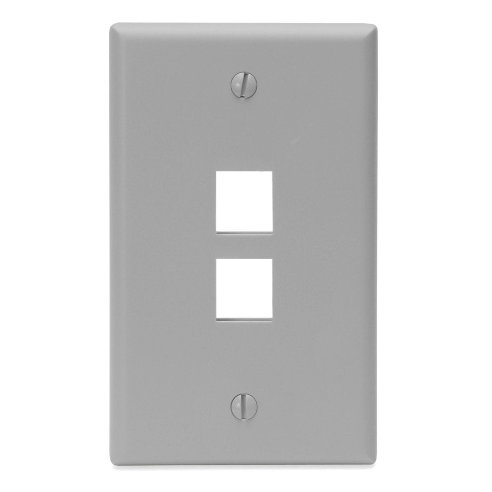 Leviton 41080-2GP QuickPort Wallplate, Single Gang, 2-Port, Grey