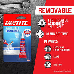 Loctite Threadlocker Blue 242 Nut/Bolt Locker - 0.20 fl oz - 1 Each - Blue