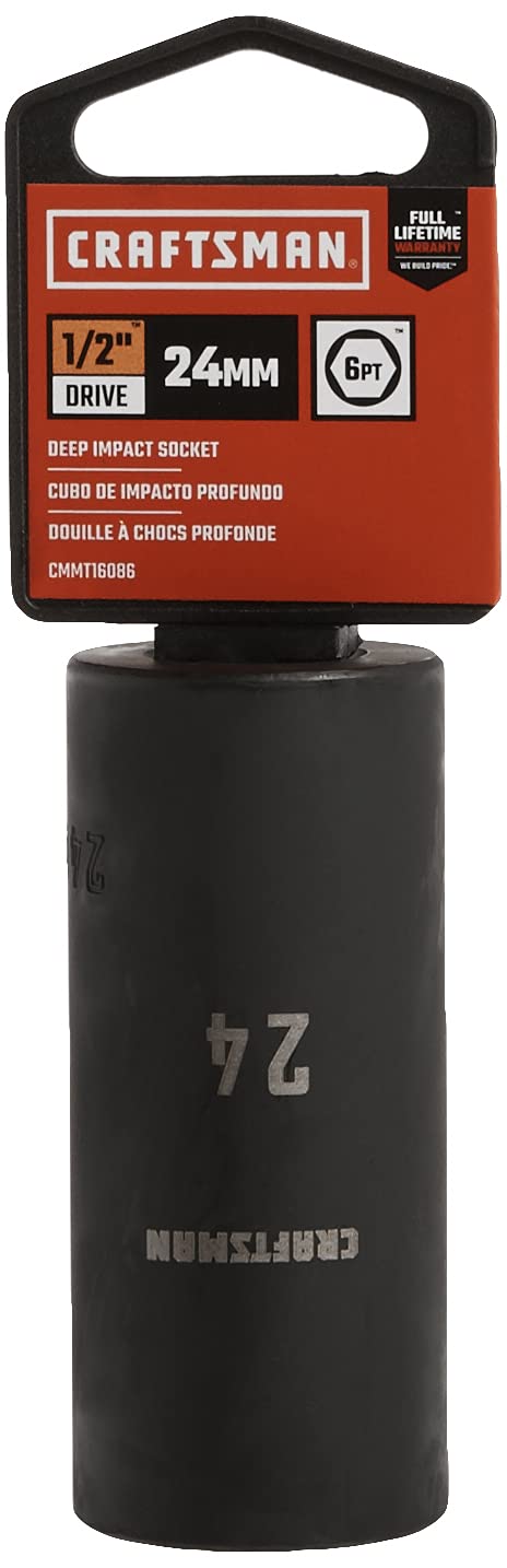 CRAFTSMAN Deep Impact Socket, Metric, 1/2-Inch Drive, 24mm (CMMT16086)