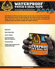 Gorilla Waterproof Patch & Seal Tape, Works Under Water, Indoor & Outdoor Use, Permanent Bond, Instantly Seals, Flexible, 4 in x 10 ft, Black, (Pack of 1) 4670002