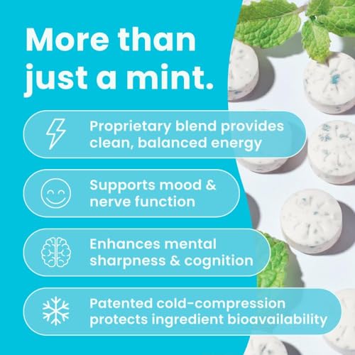 NeuroGum Energy Caffeine Mints (72 Pieces) - Sugar Free with L-theanine + Natural Caffeine + Vitamin B12 & B6 - Nootropic Energy & Focus Supplement for Women & Men - Keto & Vegan, Peppermint Flavor