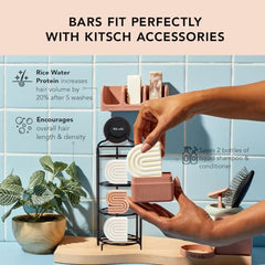 Kitsch Rice Bar Shampoo and Conditioner | Rice Shampoo Bar & Conditioner Bar for Strengthening, Cleansing & Moisturizing | Vegan Rice Water Shampoo Bar & Conditioner Soap, 2pc Set