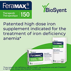 FeraMAX Pd Therapeutic 150 Iron Supplement - Once Daily High Dose Iron Supplement No.1 Recommended Treatment for Iron Deficiency Anemia - 150mg of Elemental Iron per Capsule, 30 Capsules