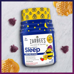 Zarbee's Kids 1mg Melatonin Gummy; Drug-Free & Effective Sleep Supplement for Children Ages 3 and Up; Natural Berry Flavored Gummies; 50 Count