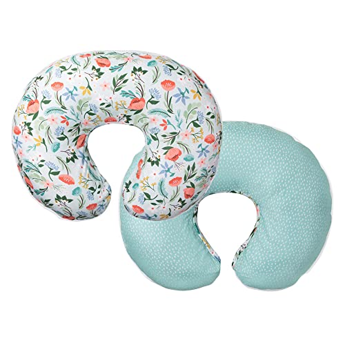 Boppy Nursing Pillow Cover, Premium Quick-Dry Fabric, Mint Flower Shower, Fits the Original Support Boppy Pillow for Breastfeeding and Bottle Feeding, Cover Only, Nursing Support Pillow Sold Separately