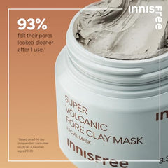 innisfree Super Volcanic Pore Clay Mask, Korean Pore Clearing Clay Mask with Volcanic Clusters and AHA