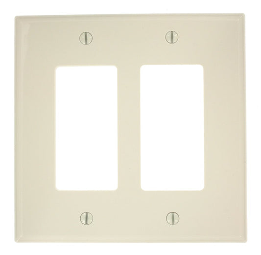 Leviton PJ262-T 2-Gang Decora/GFCI Decora Wallplate, Midway Size, Light Almond