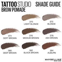 Maybelline New York Tattoo studio Brow Pomade Long Lasting, Buildable, Eyebrow Makeup, Deep Brown, 0.106 Oz