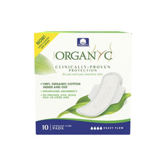 Organyc 100% Certified Organic Cotton Feminine Pad, Heavy Flow, 10 Count