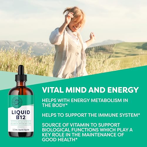 Vimergy B12, 115 Servings – Alcohol Free B-12 Liquid Vitamin - Supports Brain Energy, Nervous System, Cognition & Memory - Gluten Free, Non-GMO, Vegan & Paleo Friendly - Naturally Sweet Flavor (115 ml)