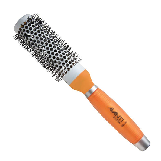 Avanti Ultra Ceramic Brush with Silicone Gel Handles and Nylon and Boar Bristles Round Brush for Blow Drying, 33mm diameter