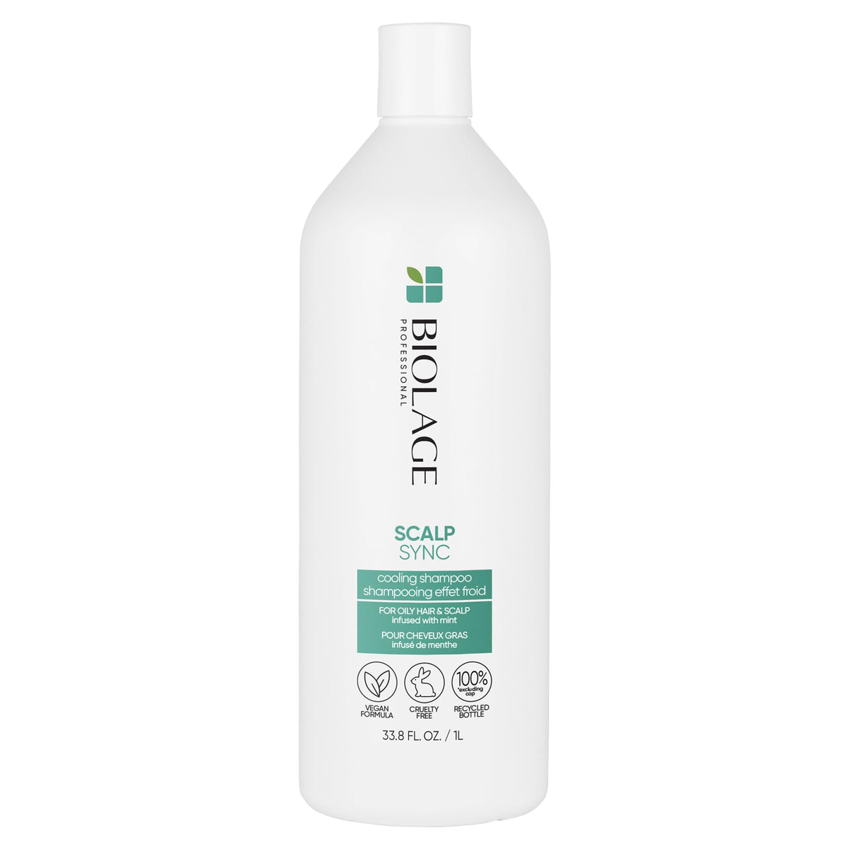 BIOLAGE Shampoo, Cooling Mint ScalpSync Shampoo for Oily Hair and Scalp, Cleanses Excess Oil from Hair and Scalp, with Mint, Vegan, 1L