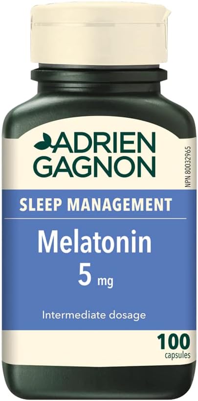 Adrien Gagnon - Melatonin 5 mg, for Faster and Deeper Sleep, 100 Capsules