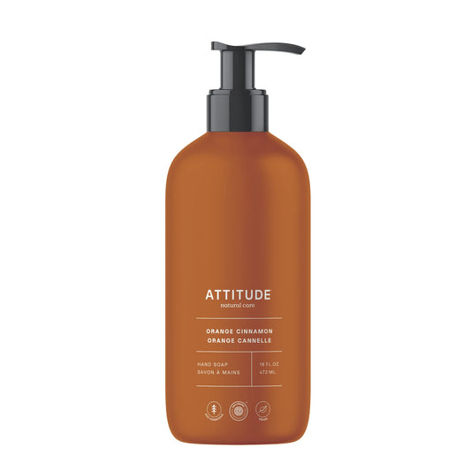 ATTITUDE Liquid Hand Soap, EWG Verified, Plant and Mineral-Based, Vegan, Dermatologically Tested, Vegan, Orange Cinnamon, 473 mL