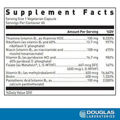 Douglas Laboratories B-Complex with Metafolin - Comprehensive B Vitamin Supplement - Energy & Brain Health Support* - with Folate, Biotin & Thiamin - Non-GMO - 60 Vegetarian Capsules