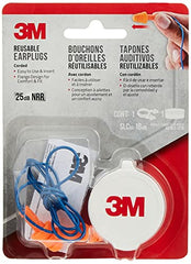 3M Corded Reusable Earplugs, 1 Pair (NRR 25 dB) - 90586