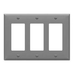 ENERLITES Decorator Wall Plate, Light Switch or Receptacle Outlet Cover, Gloss Finish, Size 3-Gang 4.50" H x 6.38" L, 8833-GY, Gray