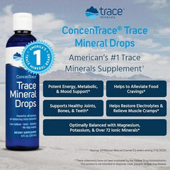 Trace Minerals ConcenTrace Drops | Full Spectrum Minerals | Ionic Liquid Magnesium, Chloride, Potassium | Low Sodium | Energy, Electrolytes, Hydration | 96 Day Supply, 8 fl oz (Pack of 1)