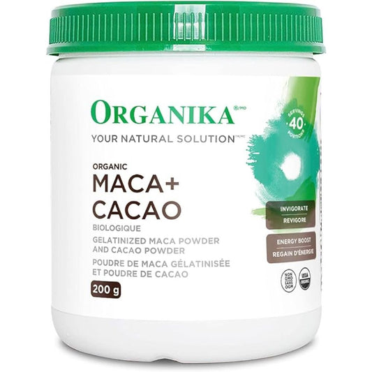 Organika Organic Maca and Cacao Powder- Gelatinized for Easy Absorption, Adaptogenic- 200g