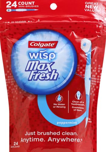 Colgate MaxFresh Wisp Disposable Travel Toothbrush, Peppermint - 24 Count