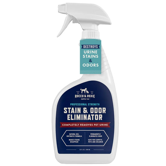 Rocco & Roxie Stain & Odor Eliminator for Strong Odor, 32oz Enzyme Pet Odor Eliminator for Home, Carpet Stain Remover for Cats & Dog Pee, Enzymatic Cat Urine Destroyer, Carpet Cleaner Spray