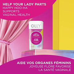 OLLY Supplement Capsules gluten free multi-strain female-focused probiotic supplement Happy HOO-HA supports vaginal health 25 capsules