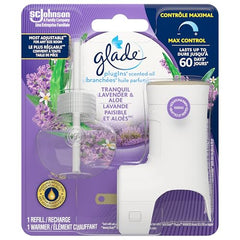 Glade PlugIns Air Freshener Starter Kit, Scented and Essential Oils for Bathroom and Home Fragrance, Tranquil Lavender and Aloe, 1 Warmer and 1 Refill