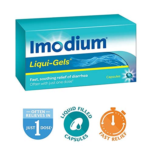 Imodium Liqui-Gels - Fast Relief of Diarrhea - Loperamide Hydrochloride - Antidiarrheal - 60 Liquid Capsules, 2mg