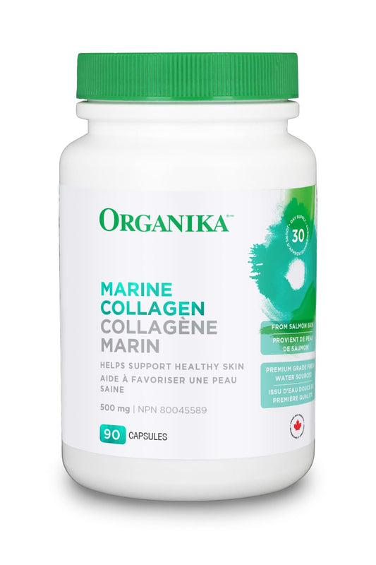 Organika Marine Collagen Capsules - Salmon Collagen- Skin, Hair, and Nail Support - Premium Sourcing - 90 caps