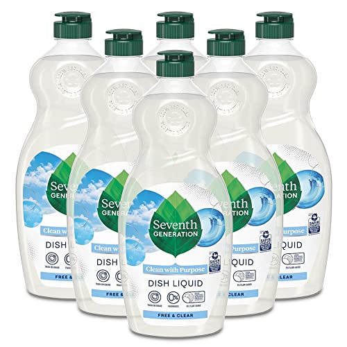 Seventh Generation Dish Liquid Soap, Free & Clear, 25 Oz, Pack of 6