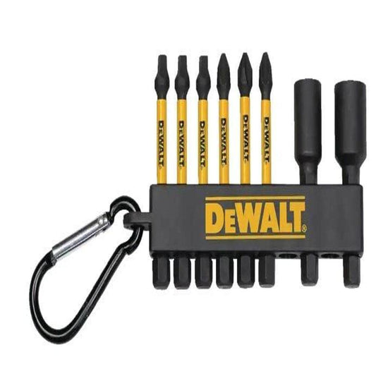 DEWALT Flex Torq 2 in. Nut Drivers & Carabiner Clip Screw Bits Set – 8 Bits (DWA2MXC2IRCARC)