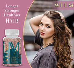 WEEM Hair Skin and Nails Gummies - Supports healthy hair - Vegan biotin Vitamins for Women & Men Supports Faster Hair Growth, Stronger Nails, Healthy Skin, Extra Strength (1)