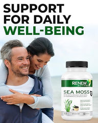 Renew Actives Sea Moss Capsules - Premium Triple-Action Antioxidant Blend with BioPerine for Ultimate Absorption - Organic Irish Sea Moss, Bladderwrack & Burdock Root - 60 Capsules