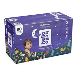 Hello Bello Disposable Overnight Diapers Size 3, Sleepy Campers and Snoozy Sloths, Overnight Size 3, 80 Count