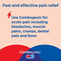 Combogesic - Double Action Acetaminophen + Ibuprofen Tablets for Acute Pain and Fever Relief - Headache and Acute Migraine Relief, Menstrual Pain Relief, Muscle Aches, Dental Pain Relief - 30 Tablets