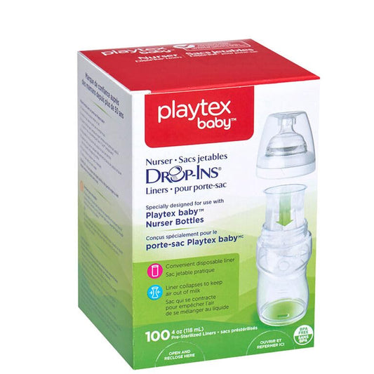 Playtex Baby Nurser Pre-Sterilized Disposable Drop-Ins Bottle Liners, Closer to Breastfeeding, 4 Oz, 100 Count