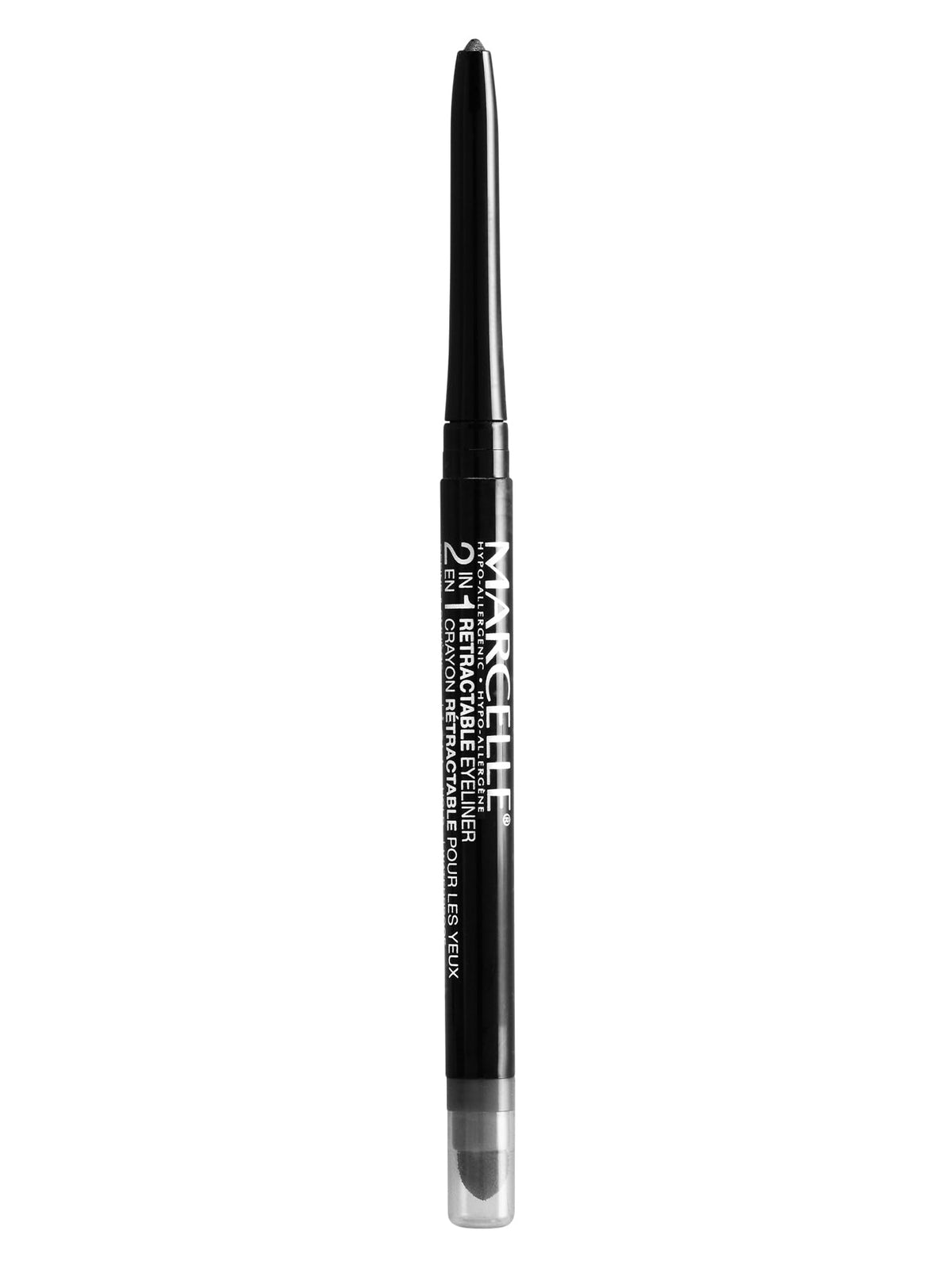 Marcelle 2-in-1 Retractable Eyeliner, Charcoal, Waterproof, Easy-To-Smudge, Smokey Eye, Long-Lasting 12h, Fragrance-Free, Hypoallergenic, Cruelty-Free, 0.31 g