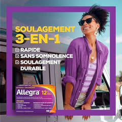 Allegra 12 Hour Allergy Medication, Non Drowsy, Fast, Multi-Symptom Allergy Relief Medicine for Sneezing, Runny Nose, Itchy/Watery Eyes, Throat or Palate, Fexofenadine Hydrochloride 60 mg, 36 Tablets