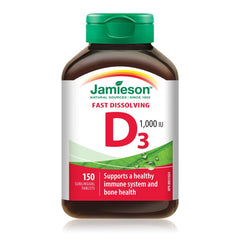 Jamieson Vitamin D3 1,000 IU Fast Dissolving Tablets, 150 Sublingual Tablets