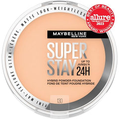 Maybelline Super Stay 24 Hour Hybrid Powder Foundation, Waterproof, Vegan, Mattifying, 130, 6g