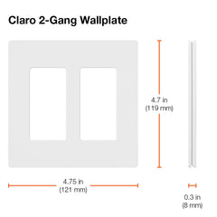 Lutron Claro 2 Gang Decorator/Rocker Wallplate, Gloss | CW-2-AL | Almond