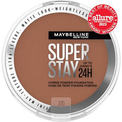 Maybelline New York Super Stay 24 Hour Hybrid Powder Foundation, Waterproof, Vegan, Mattifying, 370, 6 g