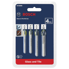 BOSCH GT2000 4-Piece Carbide Tipped Glass, Ceramic and Tile Drill Bit Set, Silver