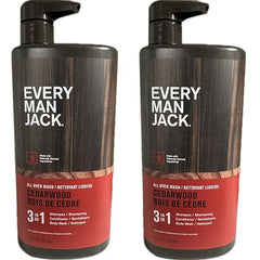 Every Man Jack 3-in-1 All Over Wash - Cedarwood |Twin Pack - 2 Bottles Included | Naturally Derived, Parabens-free, Pthalate-free, Dye-free, and Certified Cruelty Free